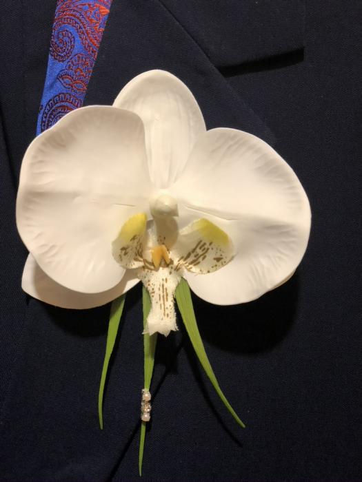 Cocarda Orhidee EVENTISSIMI - Strasuri, Alb [2]