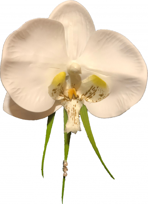Cocarda Orhidee EVENTISSIMI - Strasuri, Alb [1]