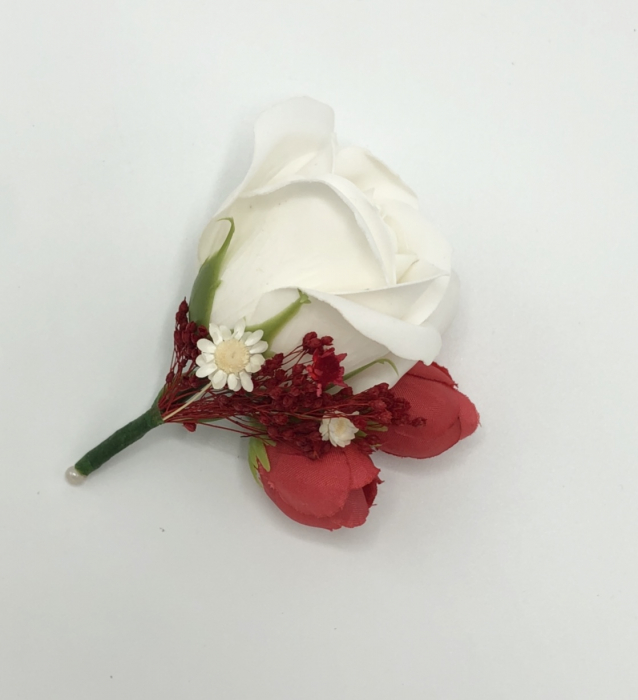 Cocarda, trandafir si bujori, Eventissimi, Alb / Rosu [2]