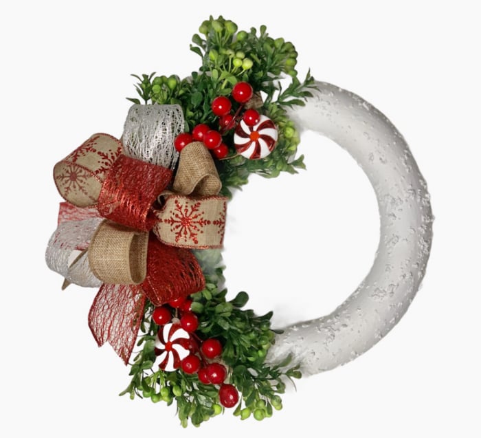 Coronita de Craciun cu Funda si Plante Verzi, Eventissimi, Multicolor, 24 cm [3]