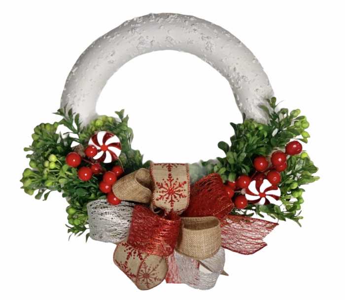 Coronita de Craciun cu Funda si Plante Verzi, Eventissimi, Multicolor, 24 cm [2]