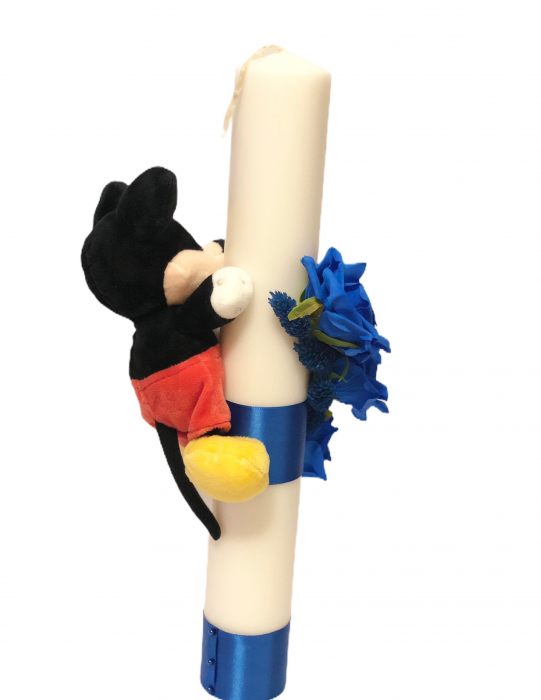 Lumanare botez 40 cm, Mickey Mouse, Eventissimi, alb/albastru [2]