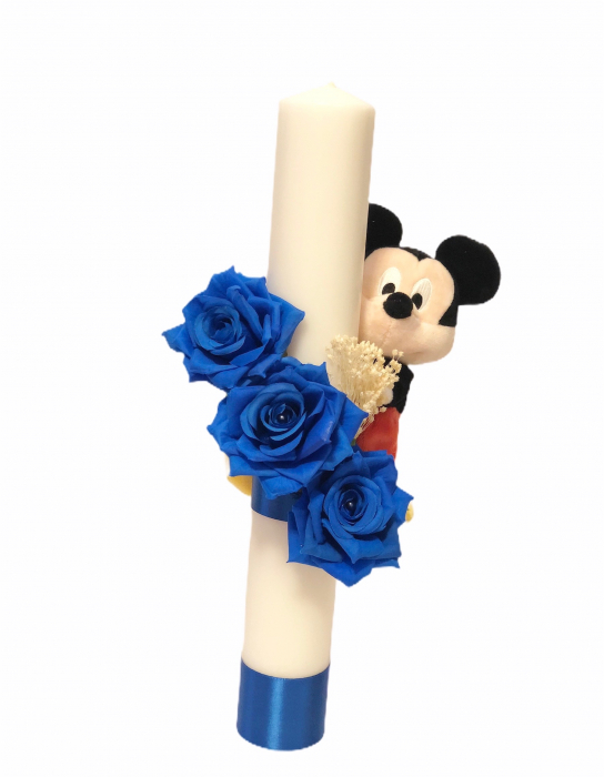 Lumanare botez 40 cm, Mickey Mouse, Eventissimi, alb/albastru [3]