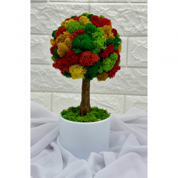 Pomisor cu licheni naturali stabilizati cu trunchi printat 3D, mic (28x14x14 cm), Multicolor [3]