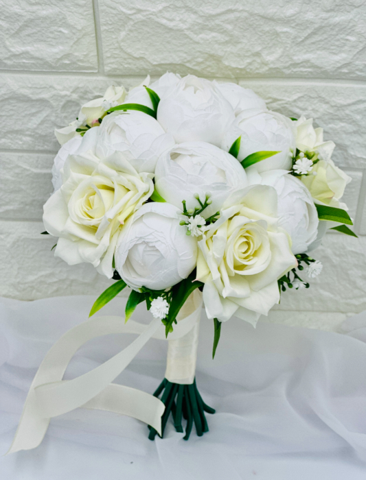 Set buchet, lumanari 40 cm cu trandafiri si bujori din matase [4]