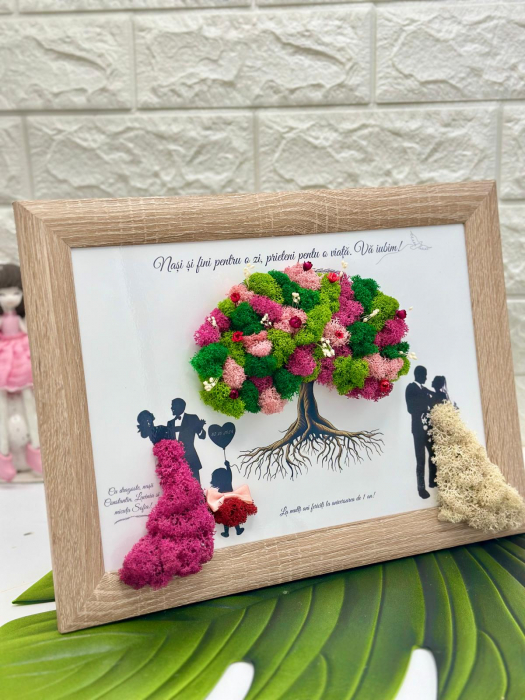 Tablou cu licheni in rama pentru nasi/ fini, Eventissimi, Personalizabil, Multicolor [2]