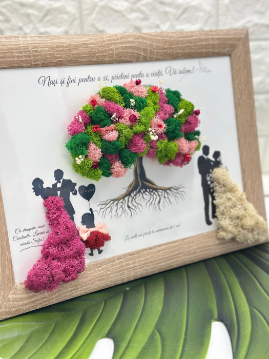 Tablou cu licheni in rama pentru nasi/ fini, Eventissimi, Personalizabil, Multicolor [3]