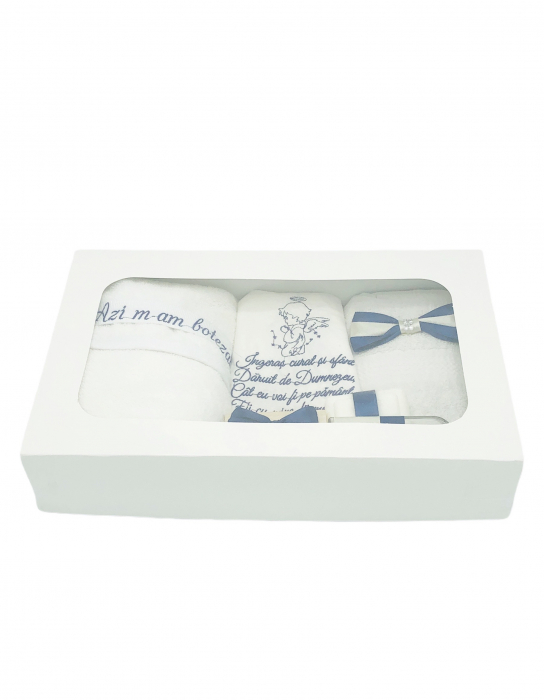 Trusou botez brodat by Eventissimi, Alb si Bleumarin, 7 piese [3]