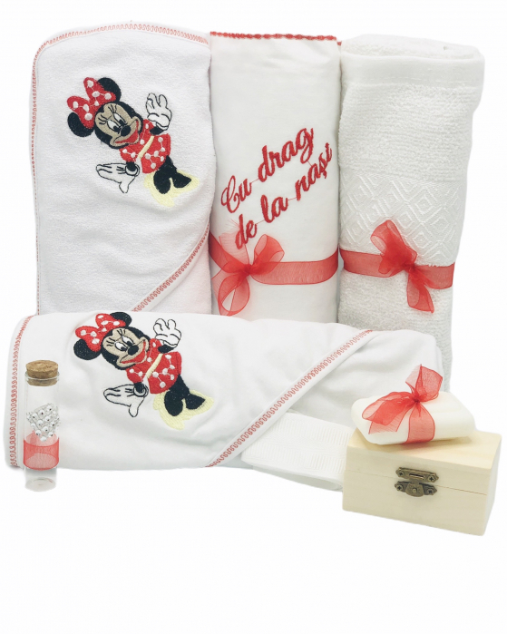 Trusou botez brodat by Eventissimi, Alb si Rosu, Minnie, 8 piese [3]