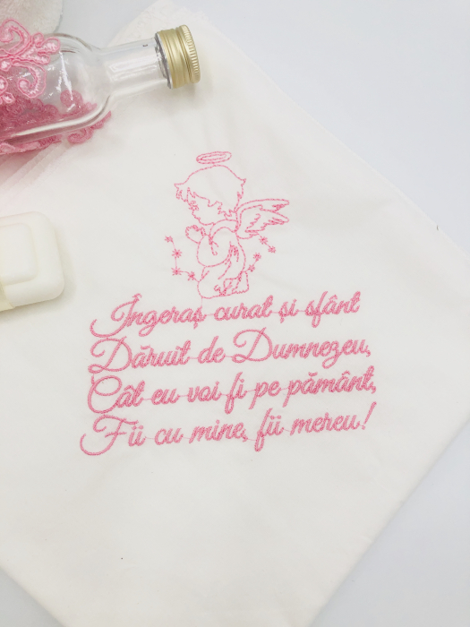 Trusou botez brodat by Eventissimi, Alb si Roz, 7 piese [2]