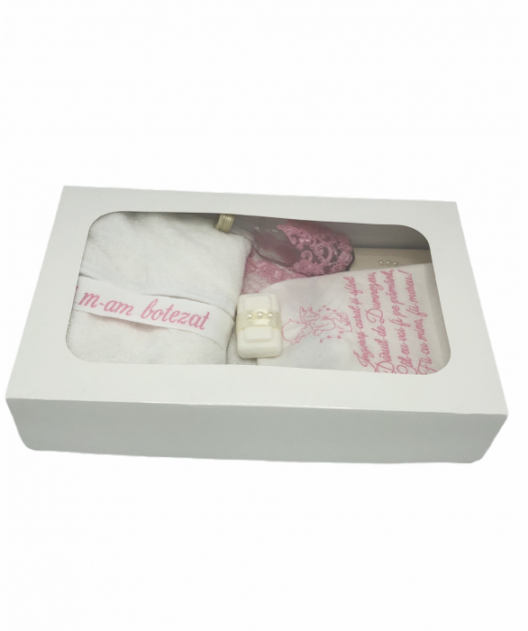 Trusou botez brodat by Eventissimi, Alb si Roz, 7 piese [1]