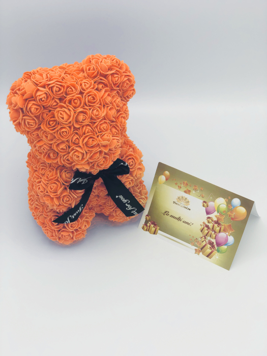Ursulet cu flori din spuma, rosu, 25cm [5]