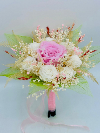 Buchet de flori criogenate, frunze voal si floarea miresei naturala uscata, ideal pentru ocazii speciale [1]