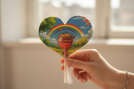 Martisor dulce pentru copii cu acadea si  inima din MDF printat UV [1]