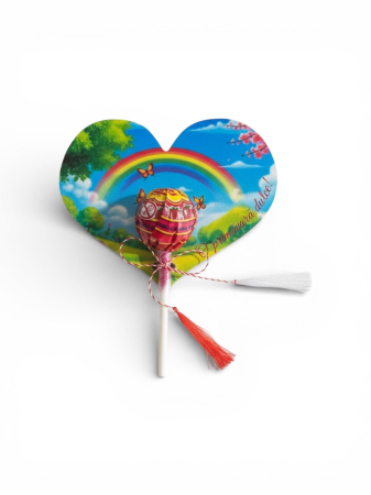 Ursuleti din trandafiri - Martisor dulce pentru copii cu acadea si  inima din MDF printat UV