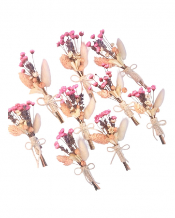 Cocarde - Set 9 Cocarde/ flori pentru piept, din Flori Naturale Uscate - Eleganță și Rafinament pentru Evenimentele