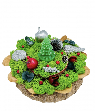 Aranjament Craciun cu licheni si lumanare (Multicolor) [0]