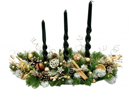 Lumanari decorative - Aranjament de Craciun Luxury tip platou cu 3 lumanari (Multicolor)