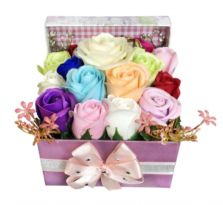 Aranjament EVENTISSIMI - 18 flori din Foita de Sapun, Multicolor [2]