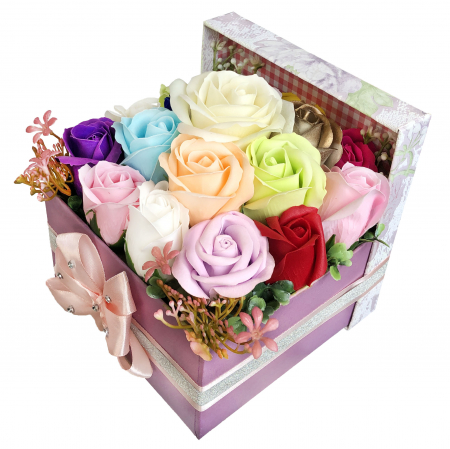 Aranjament EVENTISSIMI - 18 flori din Foita de Sapun, Multicolor [0]
