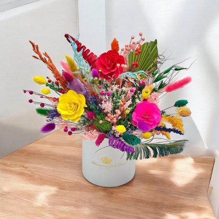 Aranjament Floral cu Flori Naturale Uscate – Cutie Elegantă Albă [1]