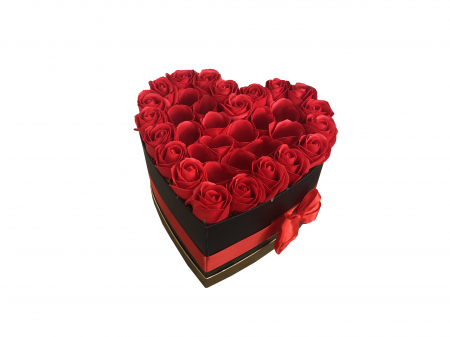 Aranjament Floral EVENTISSIMI - 14 praline Ferrero Rocher, cutie „inima”, Rosu/Negru [5]
