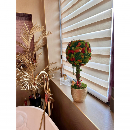 Aranjament floral tip Copacel / Pomisor cu licheni naturali stabilizati si plante naturale criogenate, Multicolor, 55 cm, vaza ceramica [1]