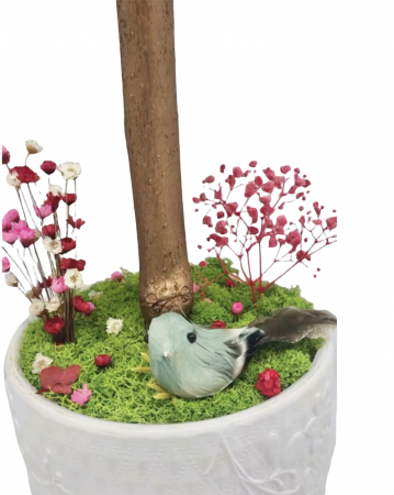 Aranjament floral tip Copacel / Pomisor cu licheni naturali stabilizati si plante naturale criogenate si uscate, Eventissimi, Verde, 55 cm, vaza ceramica, personalizabil [3]