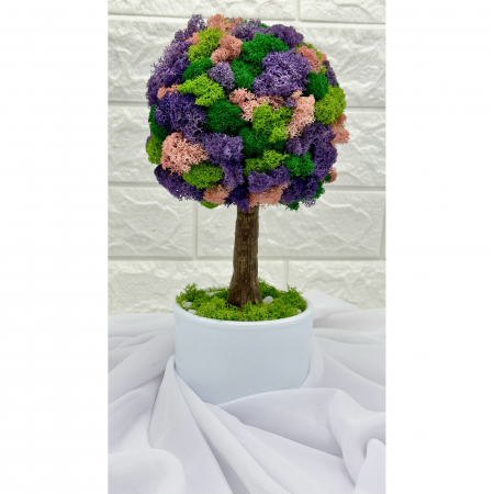 Pomisor cu licheni naturali stabilizati cu trunchi printat 3D, mic (28x15x15 cm), Multicolor [2]