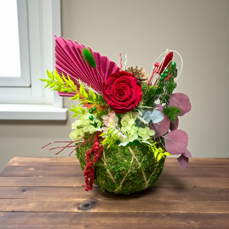 Aranjament muschi, trandafir criogenat și plante naturale stabilizate [1]