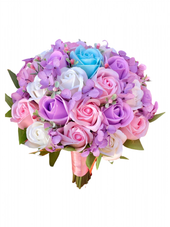 Buchet mare personalizabil cu trandafiri, plante decorative si hortensii (Multicolor) [0]
