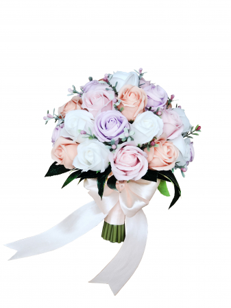Buchete cu flori din foita de sapun - Buchet de Flori EVENTISSIMI - 27 Trandafiri, Multicolor