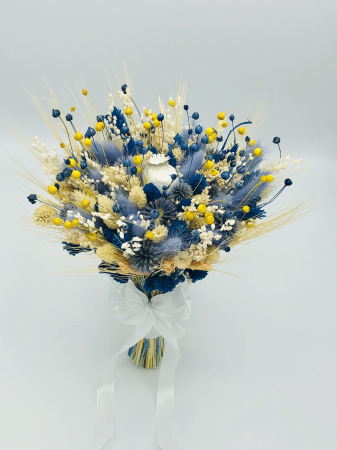 Buchet de Flori Eventissimi - Plante Uscate, Galben / Albastru [2]