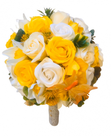 Buchete cu flori din foita de sapun - Buchet de Flori EVENTISSIMI - Trandafiri Alb/Galben