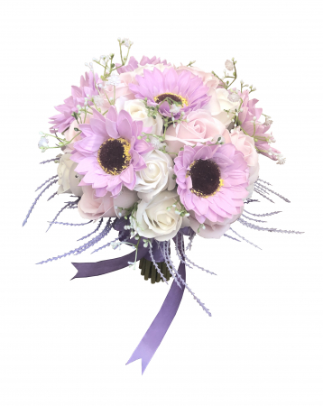 Buchete cu flori din foita de sapun - Buchet de Flori EVENTISSIMI - Trandafiri si Crizanteme, Multicolor, 31 fire
