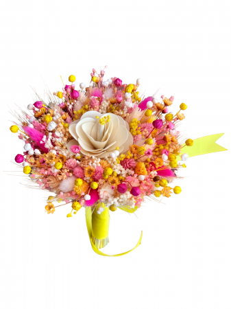 Paste - Buchet de Flori Mic Personalizabil cu Plante Uscate (Galben / Portocaliu / Roz)