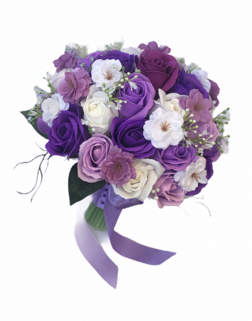 Buchet din flori de cires si trandafiri, by Eventissimi, Mov / Alb [1]