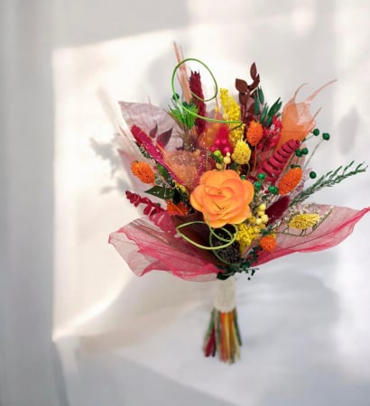 Magazin - Buchet din Plante Uscate și Frunze Voal - Design Natural, 20x23 cm