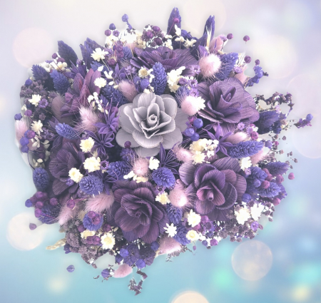 Buchet Flori, Eventissimi, Plante Uscate, Multicolor, predominant Mov [2]