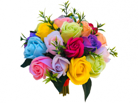 Buchet flori personalizabil, Eventissimi - 17 Trandafiri curcubeu [4]
