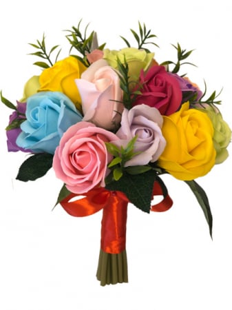 Buchete cu flori din foita de sapun - Buchet flori personalizabil, Eventissimi - 17 Trandafiri curcubeu