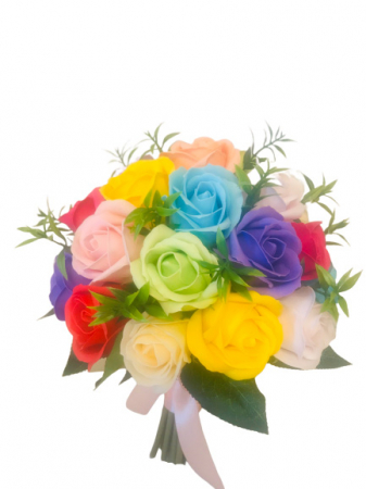 Buchet flori personalizabil, Eventissimi, 27 Trandafiri, Curcubeu [4]