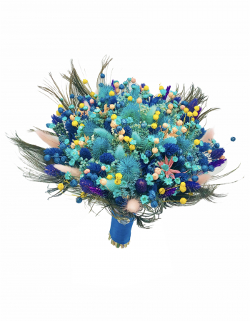 Buchet flori personalizabil, Eventissimi, Plante Naturale Uscate, Multicolor, Predominant Albastru [0]