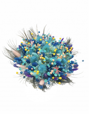 Buchet flori personalizabil, Eventissimi, Plante Naturale Uscate, Multicolor, Predominant Albastru [1]