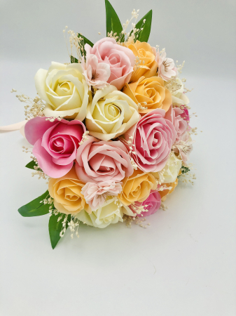 Buchet flori personalizabil, Eventissimi, Trandafiri, Flori de cires si Floarea Miresei, Multicolor [1]