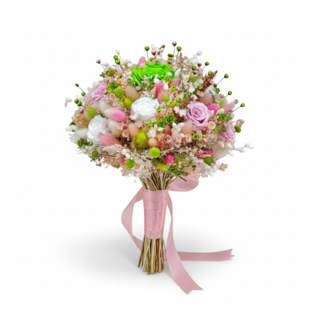 Buchet mare personalizabil cu trandafiri naturali criogenati si flori naturale uscate si criogenate [0]