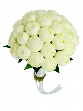 Buchete cu flori din matase - Buchet mediu personalizabil cu bujori (Alb)