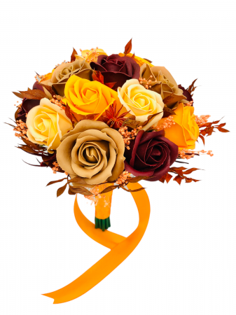 Halloween - Buchet mediu personalizabil cu trandafiri si flori naturale uscate (Portocaliu)