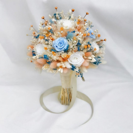 Buchete cu flori criogenate - Buchet personalizabil cu trandafiri naturali criogenati si flori naturale uscate si criogenate