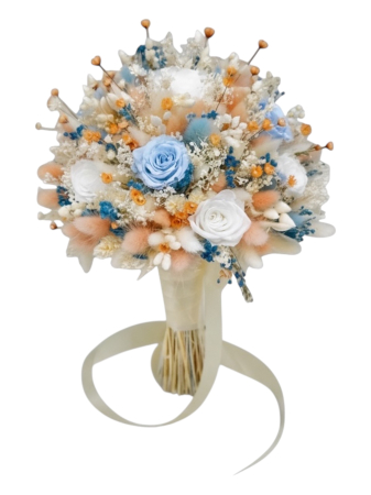 Buchete cu flori criogenate - Buchet personalizabil cu trandafiri naturali criogenati si flori naturale uscate si criogenate